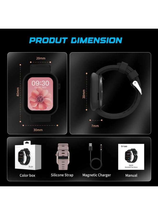 G-Tab GLS1 Smartwatch for Women, Bluetooth Calling, 1.75” Full Touch Screen, Heart Rate, Sleep & Fitness Tracker, IP68 Waterproof, Compatible with Android & iOS – Black - Image 4